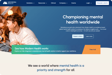 Screenshot of the Modern Health website